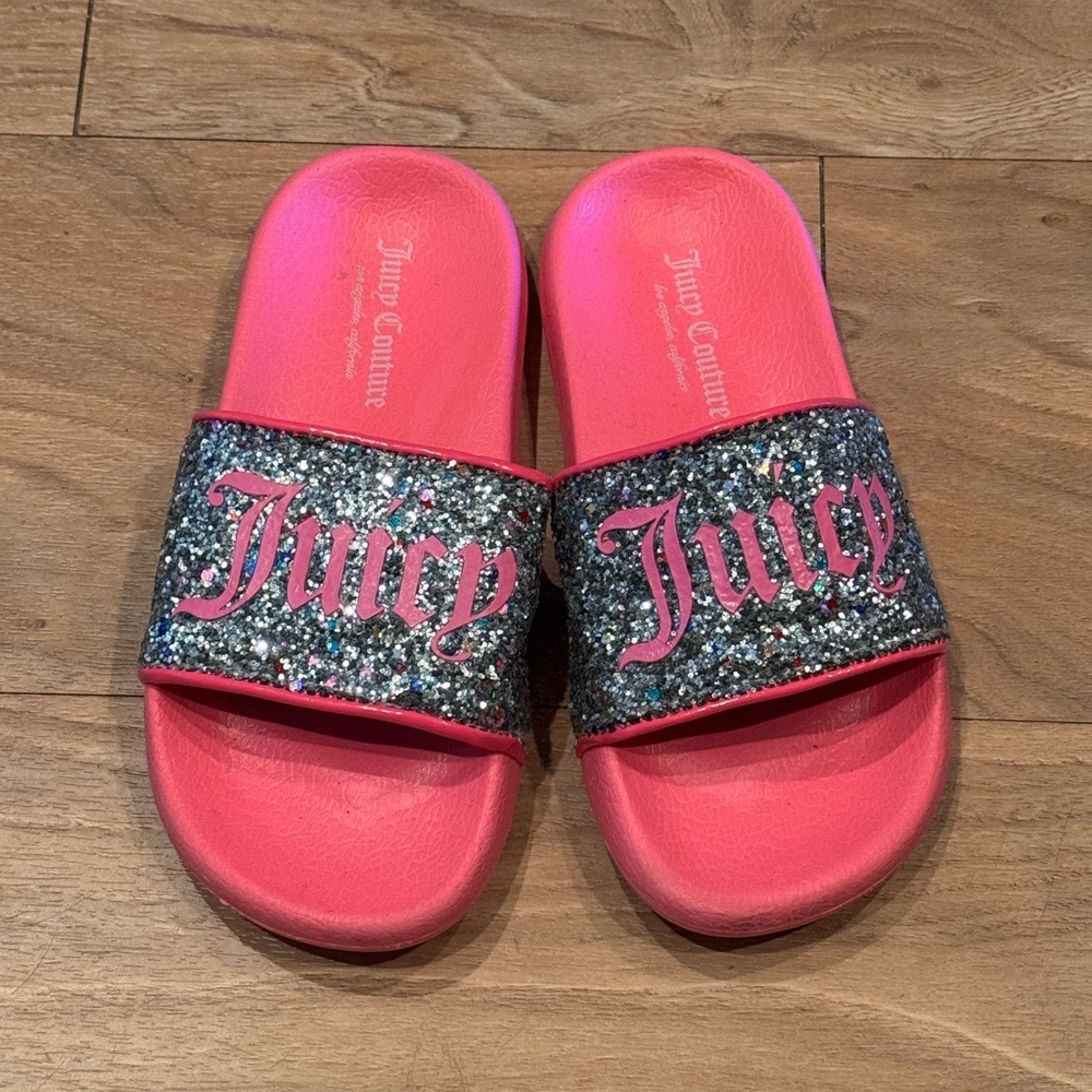 Juicy Couture Pink and Silver Glitter Sandals